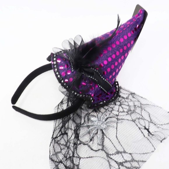 Witch Hat & Spiderweb Halloween Headband - Picture 2 of 8